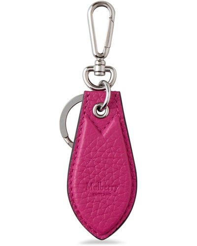 Mulberry Leather Tab Keyring - Pink