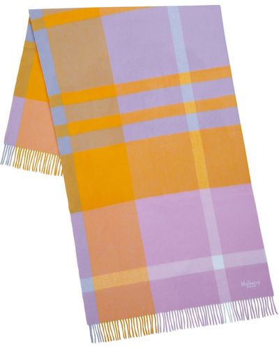 Mulberry Large Check Merino Wool Scarf - Multicolour