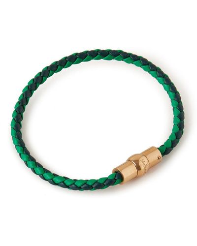 Mulberry Iris Leather Bracelet In Lawn Green And Green Silky Calf And Gold Plated Stainless Steel