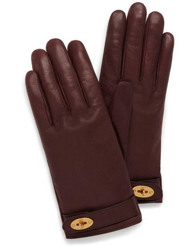 Mulberry Darley Gloves In Burgundy Smooth Nappa - Multicolour