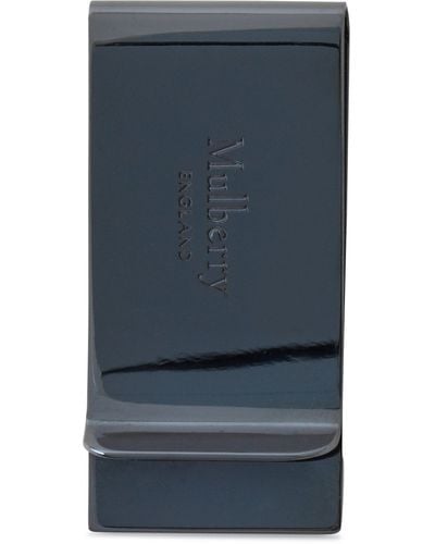 Mulberry Laser Cut Money Clip In Navy Stainless Steel - Blue