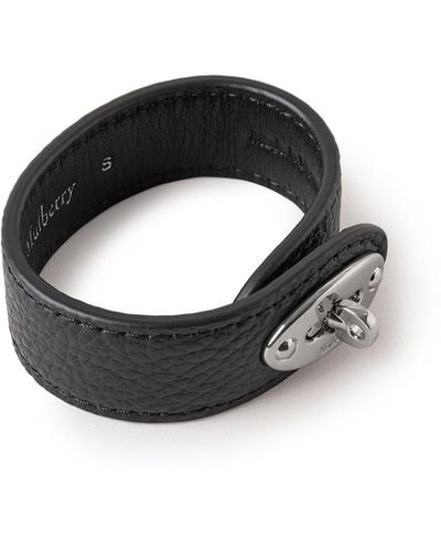 Mulberry Bayswater Leather Bracelet In Black Small Classic Grain