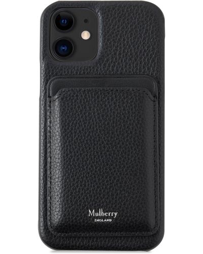 Mulberry Iphone 12 Case With Magsafe Wallet In Black Small Classic Grain