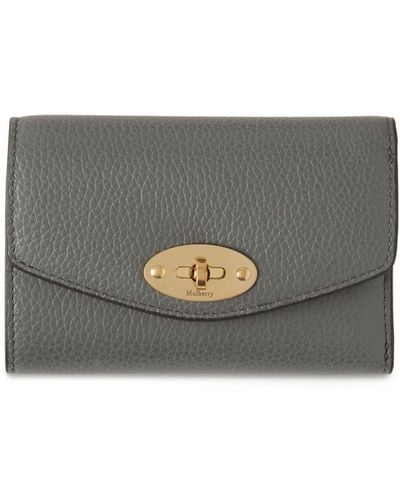 Mulberry Darley Folded Multi-card Wallet In Charcoal Small Classic Grain - Grey