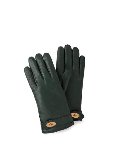 Mulberry Darley Gloves In Green Smooth Nappa