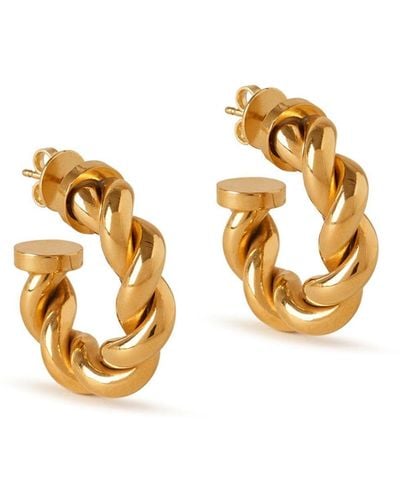 Mulberry Twist Small Hoop Earrings In Gold Brass - Metallic
