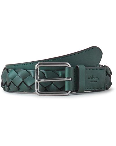 Mulberry Heritage Braided Belt In Green Silky Calf