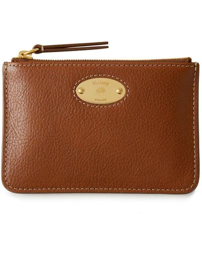 Mulberry Plaque Small Zip Coin Pouch - Brown