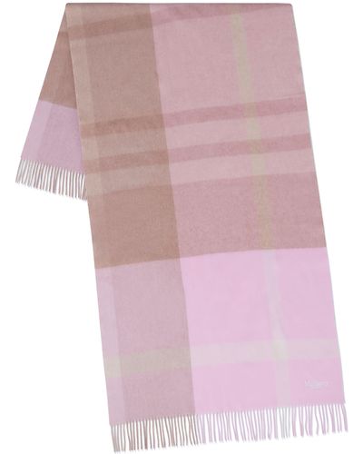 Mulberry Large Check Merino Wool Scarf - Pink