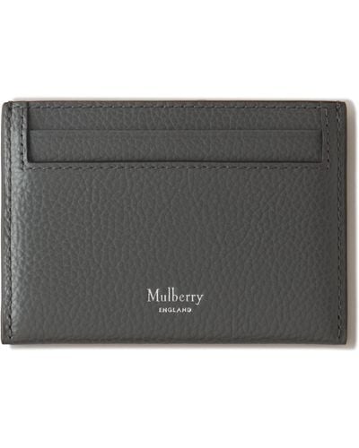 Mulberry Credit Card Slip In Charcoal Small Classic Grain - Black