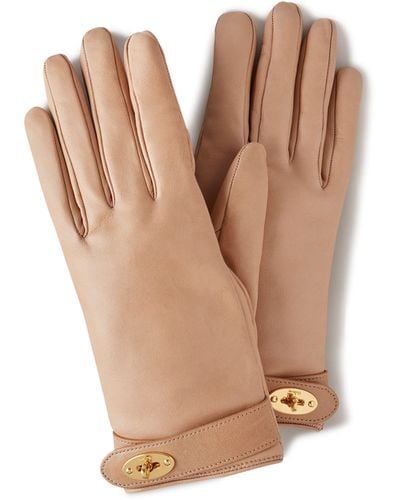 Mulberry Darley Gloves In Maple Nappa Leather - Natural
