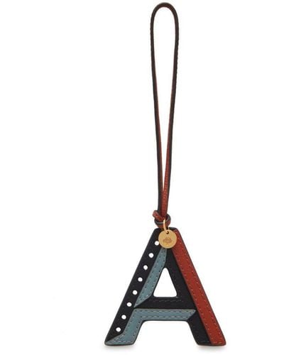 Mulberry Tri-colour Leather Keyring - Black