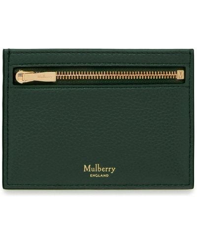Mulberry Zipped Credit Card Slip In Green Small Classic Grain