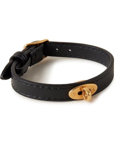 Mulberry Bayswater Thin Bracelet In Black Small Classic Grain