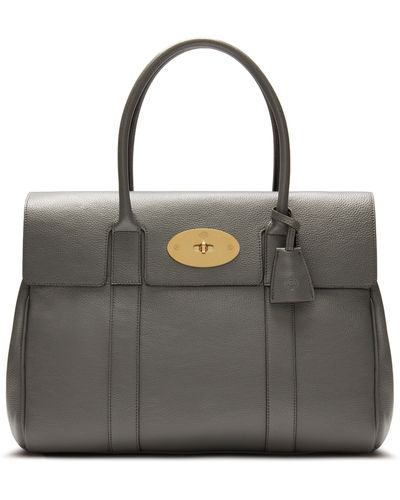 Mulberry Bayswater In Charcoal Small Classic Grain - Gray