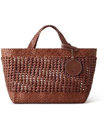 Mulberry Small Woven Leather Tote - Brown