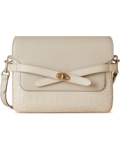 Mulberry Belted Bayswater Satchel In Chalk Soft Printed Croc And Silky Calf - Natural