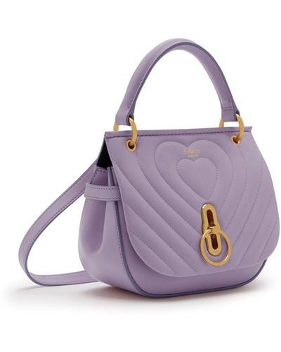 Mulberry Small Amberley Satchel In Purple Heather Nappa Quilted Heart