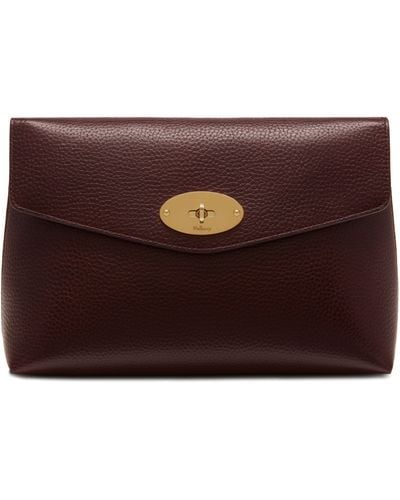 Mulberry Large Darley Cosmetic Pouch In Oxblood Natural Grain Leather - Multicolour