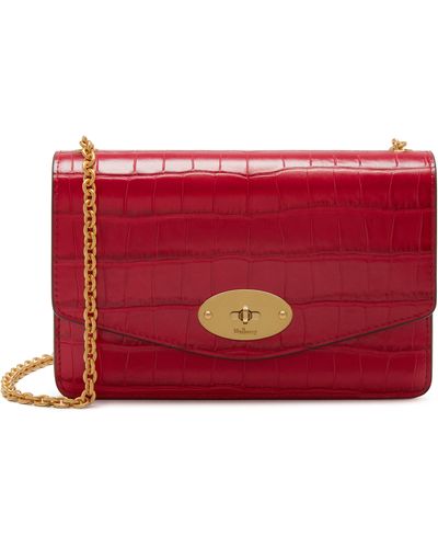 Mulberry Small Darley In Red Berry Croc Print