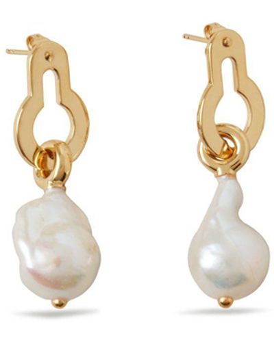 Mulberry Amberley Baroque Pearl Earrings In Gold Baroque Freshwater Pearl And Gold Plated Brass - Metallic