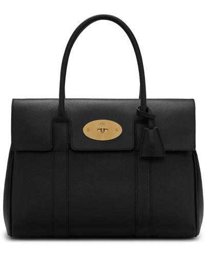 Mulberry Bayswater In Black And Brass Small Classic Grain