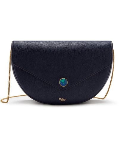 Mulberry Brockwell Clutch In Bright Navy Small Classic Grain - Blue