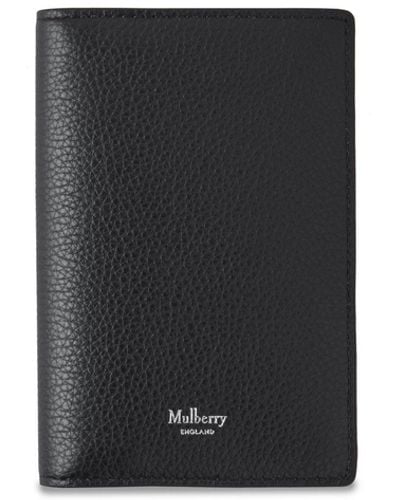 Mulberry Passport Cover In Black Small Classic Grain