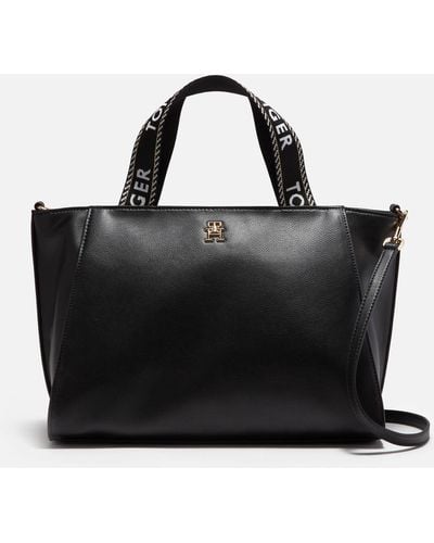 Tommy Hilfiger Tommy Life Faux Leather Tote Bag - Black