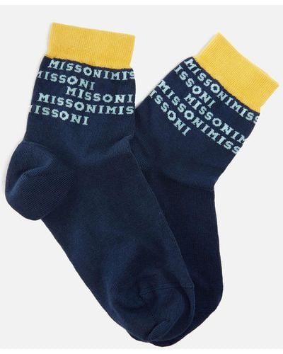 Missoni Logo Cotton-Blend Socks - Blue