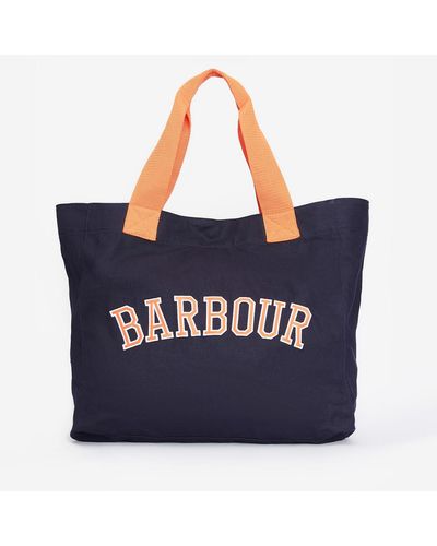Barbour Logo Cotton Tote Bag - Blue