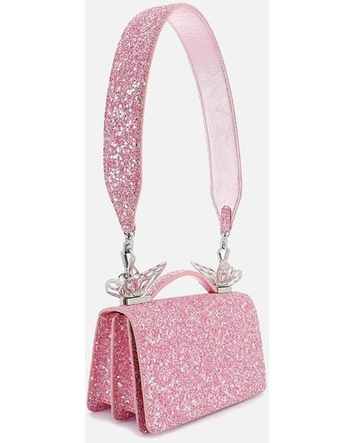 Sophia Webster Mariposa Mini Glittered Faux Leather Shoulder Bag - Pink