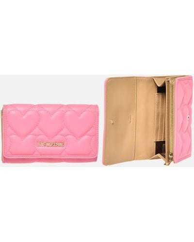 Love Moschino Heart Quilt Small Zip Wallet - Pink