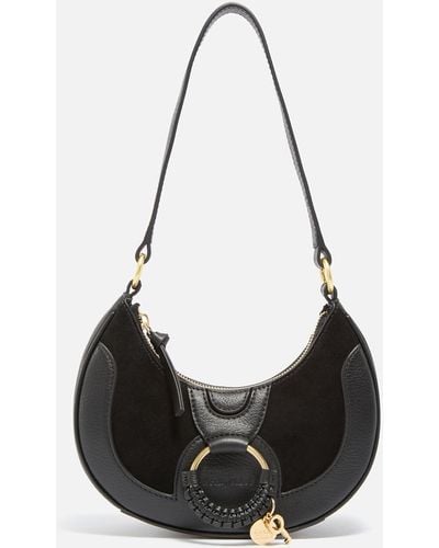 See By Chloé Hana Leather And Suede Shoulder Bag - Black