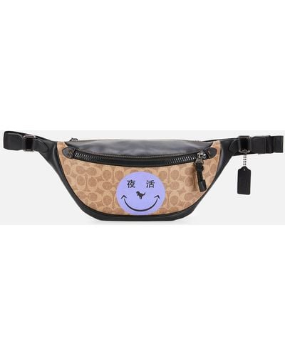 COACH Rivington Belt Bag In Signature Canvas With Rexy By Guang Yu - Black