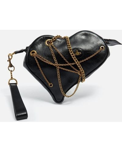 Vivienne Westwood Cora Ak Embellished Leather Heart Bag - Black