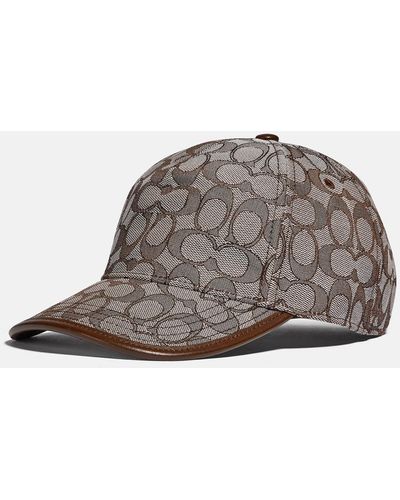 COACH Signature Jacquard Baseball Hat - Grey