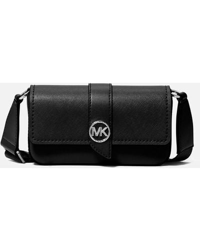 MICHAEL Michael Kors Greenwich East West Leather Crossbody Bag - Black
