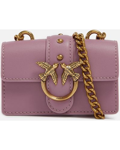 Pinko Micro Love Simply Leather Bag - Purple