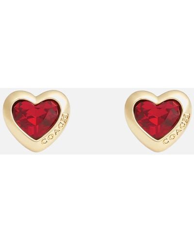 COACH Heart Stud Earrings - Red