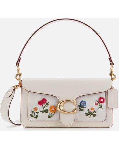 COACH Signature Floral Embroidery Tabby Shoulder Bag 26 - White