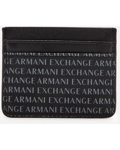 Armani Exchange All Over Logo Card Holder - Black