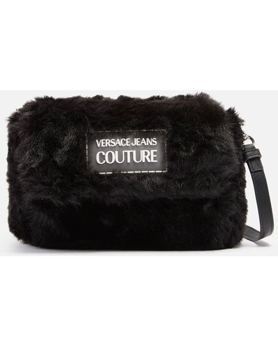 Versace Faux Fur Shoulder Bag - Black