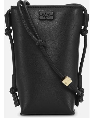 Ganni Bou Recycled Leather And Faux Leather Phone Bag - Black