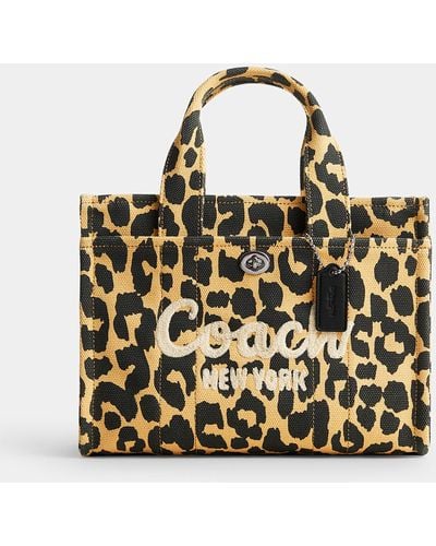 COACH Canvas Leopard Print Tote Bag - Metallic