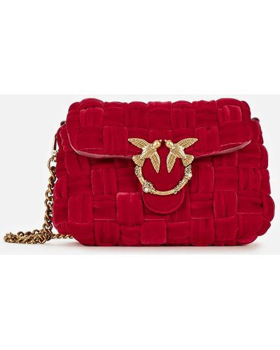 Pinko Mini Puff Weave Velvet Shoulder Bag - Red