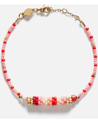 Anni Lu Barrel 18-karat Gold Plated Bead Bracelet - Red