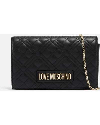 Love Moschino S Diamond Quilt Flapover Black Cross Body Bag