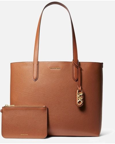 Michael Kors Logo Leather Shopping Bag Tote Bag - Brown