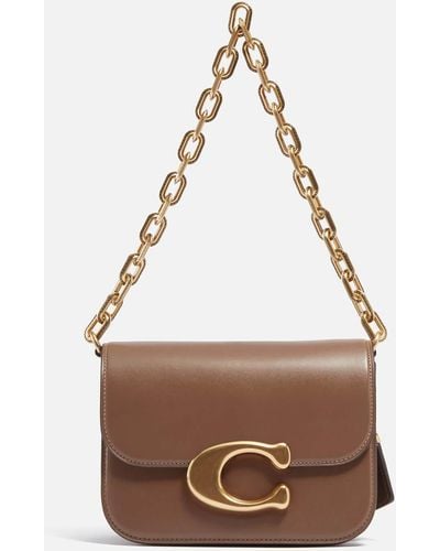 COACH Idol Luxe Leather Shoulder Bag - Brown